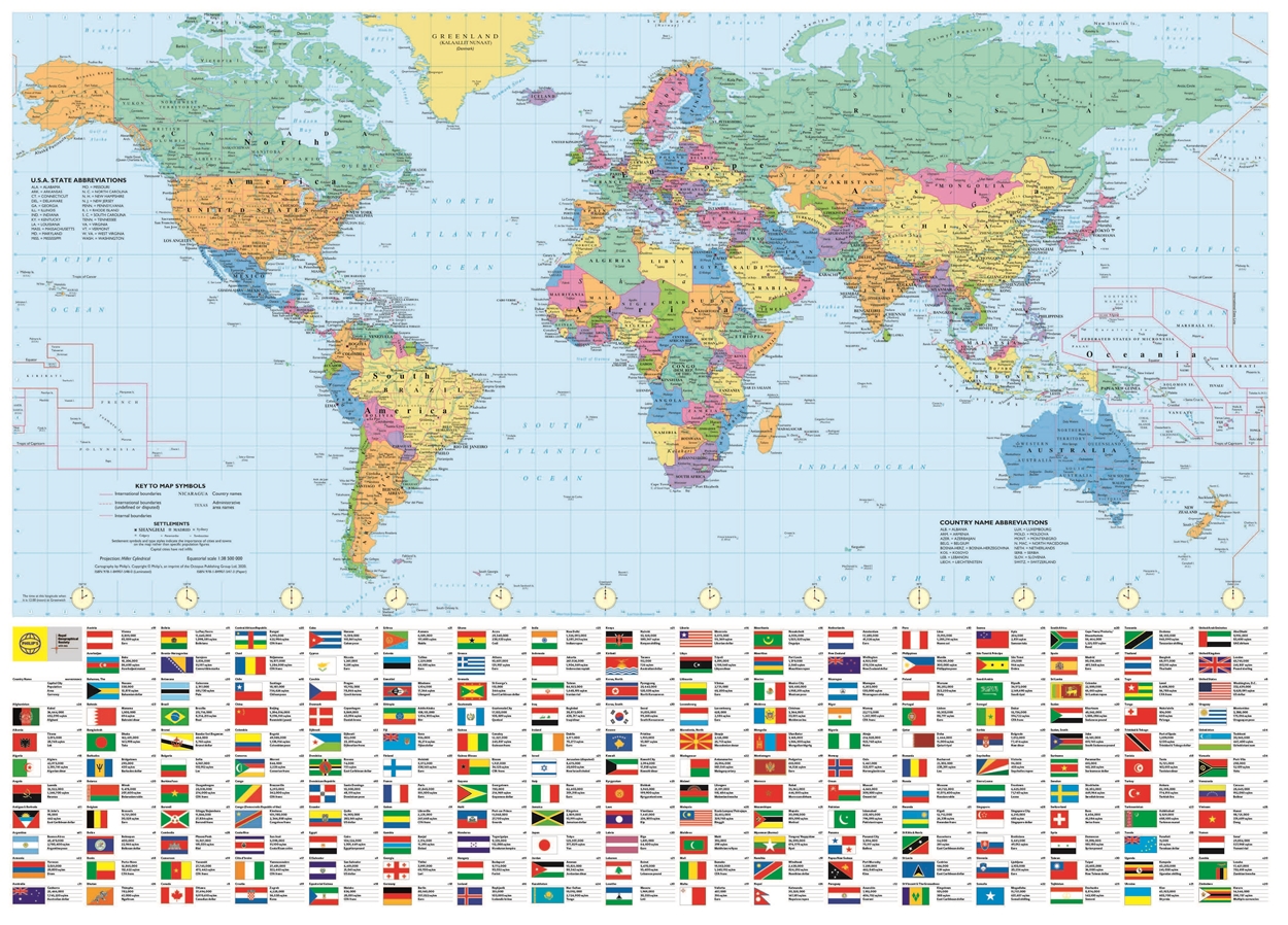 地図・旅行ガイド Flags of the World Flags of the World Wall Map Poster W36