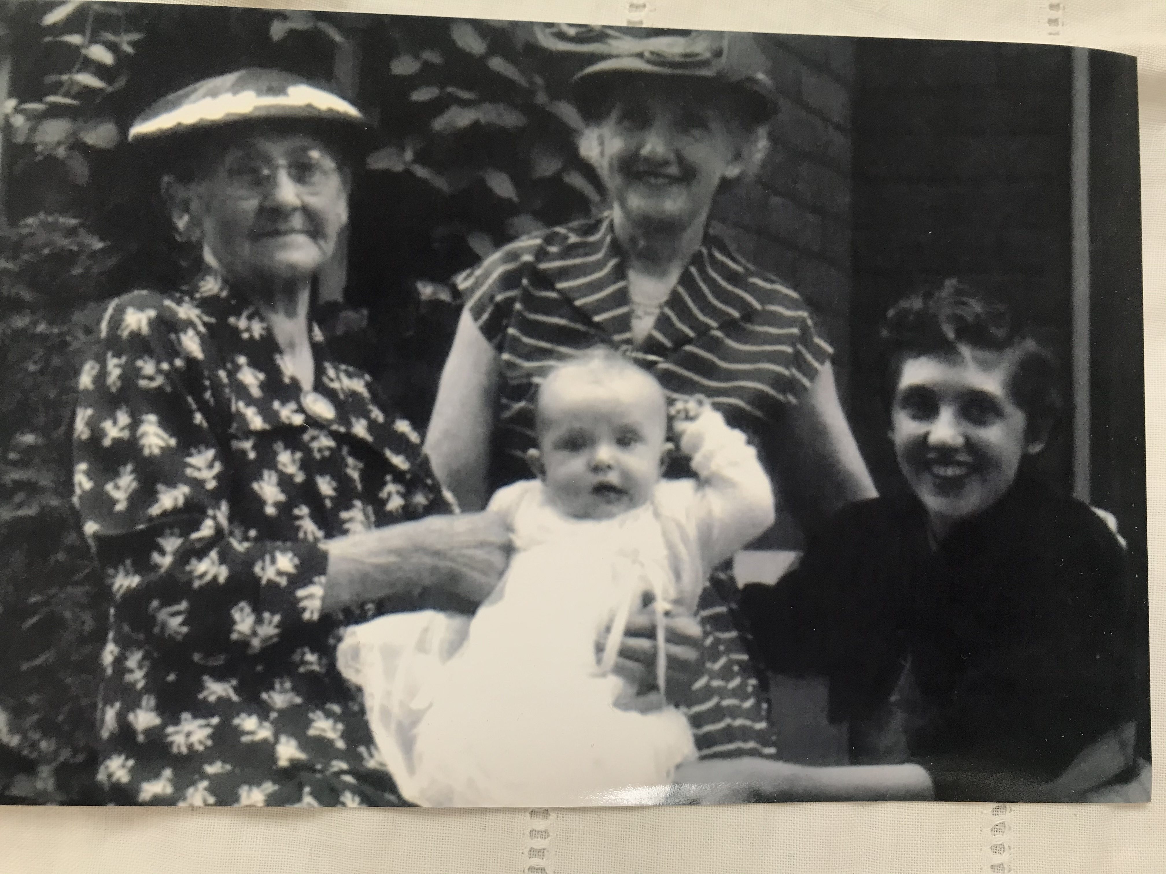 Lennie as a baby with her mother, her grandmother and great grandmother: four generations of women.