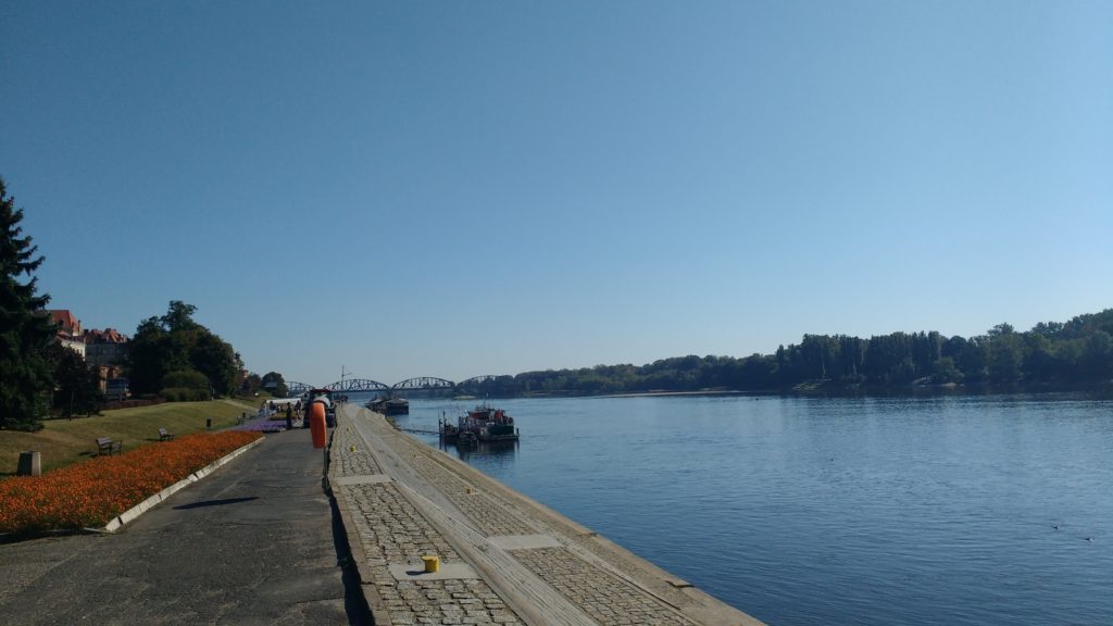 The River Vistula, where, on a hot day, you may find a man standing bolt upright for an hour tanning himself. After 60 minutes, he spins 180 degrees and continues to stand, bolt upright, hands at his side, tanning the other half.