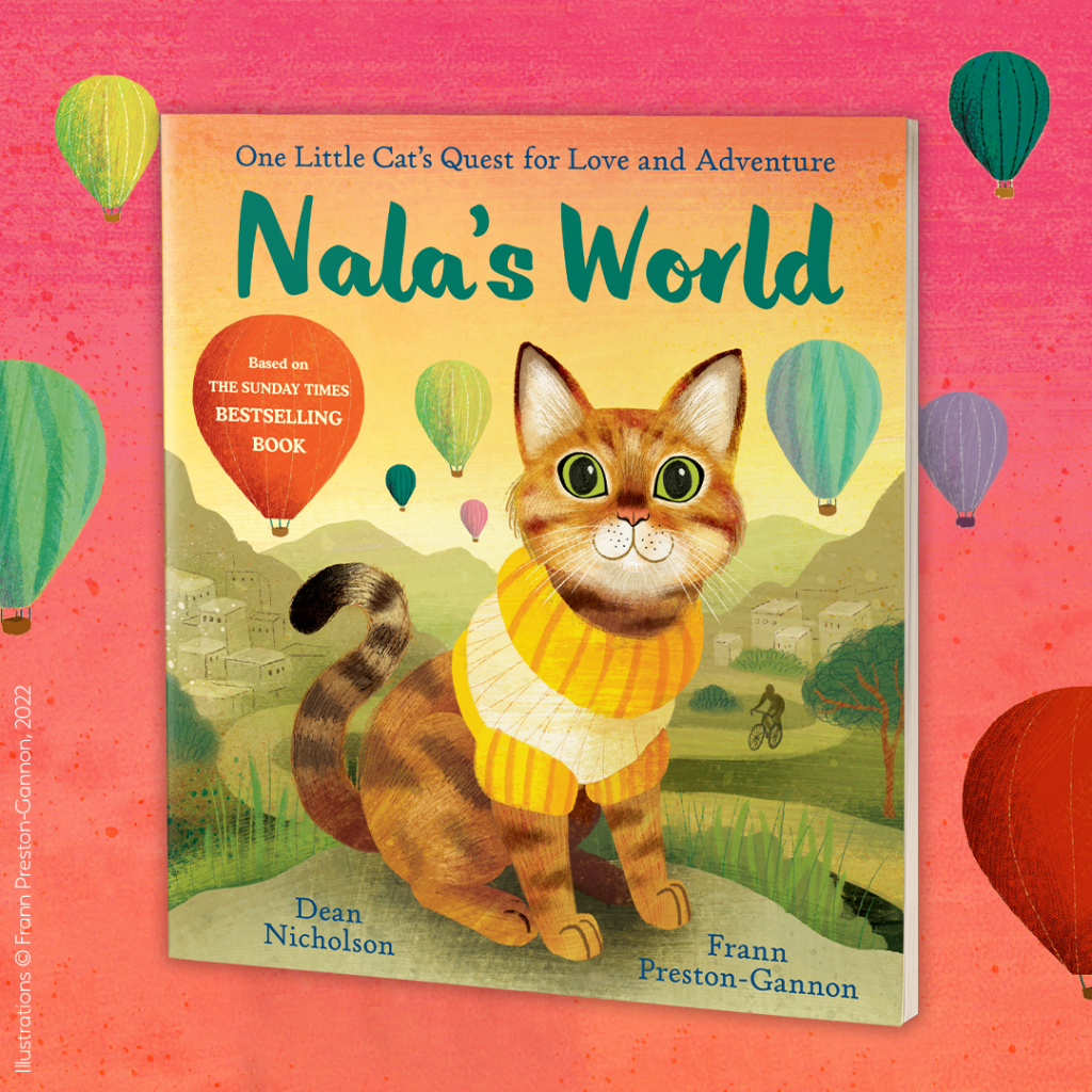Nala's World paperback book on a pink background