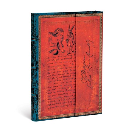 Lewis Carroll, Alice in Wonderland Midi Unlined Hardcover Journal (Wrap Closure)