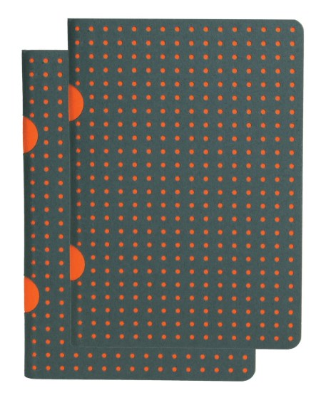 Grey on Orange / Grey on Orange (set of two) B7 Grid Notebooks