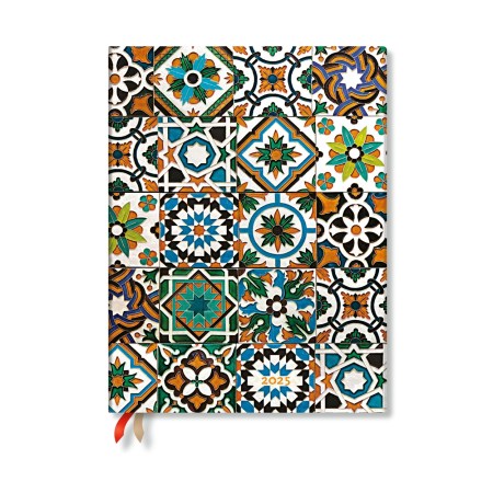 Porto (Portuguese Tiles) Ultra 12-month Day-at-a-time Hardback Dayplanner 2025 (Elastic Band Closure)