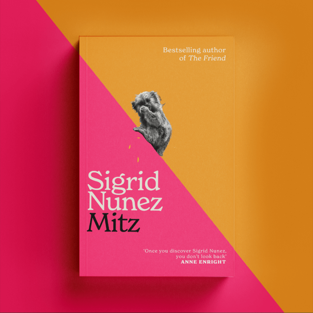 Mitz book cover on pink and orange background