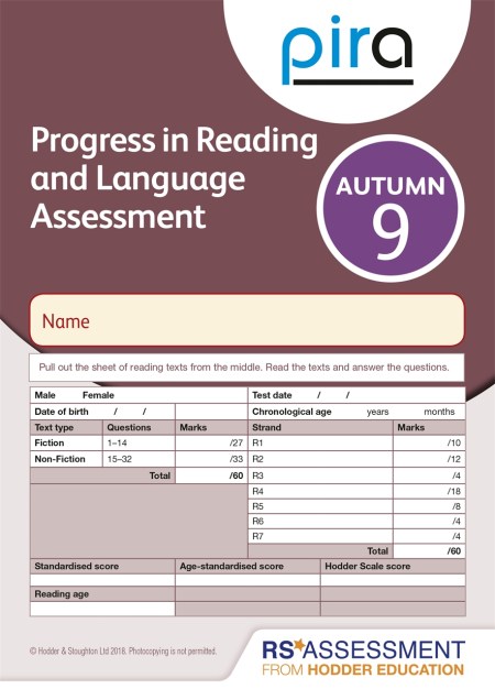 PiRA Test 9, Autumn PK 10 (Progress in Reading and Language Assessment)