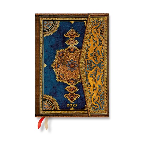 2027 Safavid Indigo (Safavid Binding Art) Midi 12-Month Hardcover Dayplanner (Wrap Closure) Horizontal