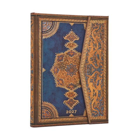 2027 Safavid Indigo (Safavid Binding Art) Midi 12-Month Hardcover Dayplanner (Wrap Closure) Vertical