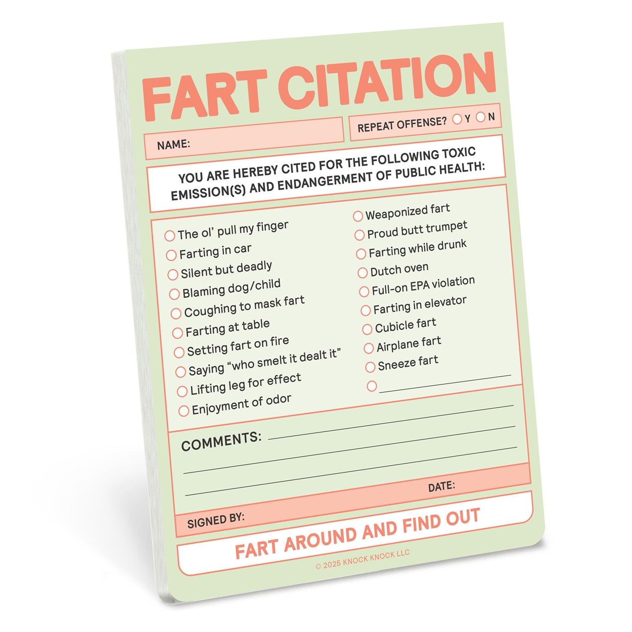 Fart Citation Nifty Note Pad by Knock Knock | Hachette UK