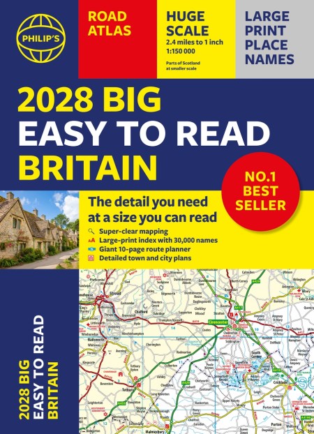2028 Philip’s Big Easy to Read Britain Road Atlas (A3 Paperback)
