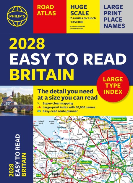 2028 Philip’s Easy to Read Road Atlas of Britain (A4 Paperback)